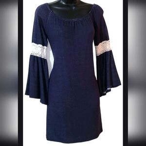 Dice Tunic Dress with Belled Sleeves Size M/L